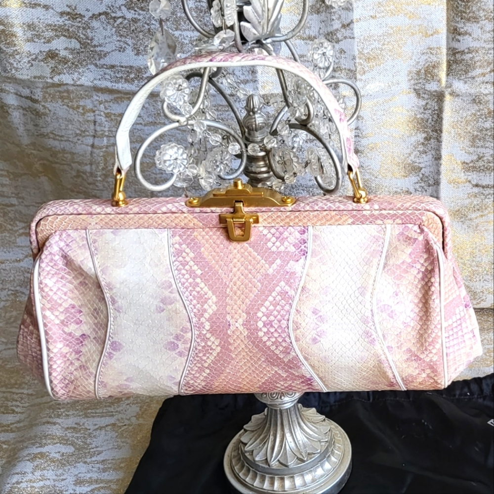 Vintage Via Spiga snake embossed pink leather